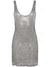 Attico Sequin-embellished Fishnet Mini Dress In Silver