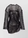 Attico Sequin Embellished Mesh Mini Dress In Black
