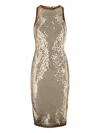 Attico Gold Sequin Mini Dress Without Sleeves In Brown