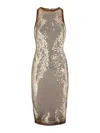 Attico Gold Sequin Mini Dress Without Sleeves In Gold