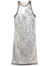 Attico Sequin-embellished Mini Dress In Silver