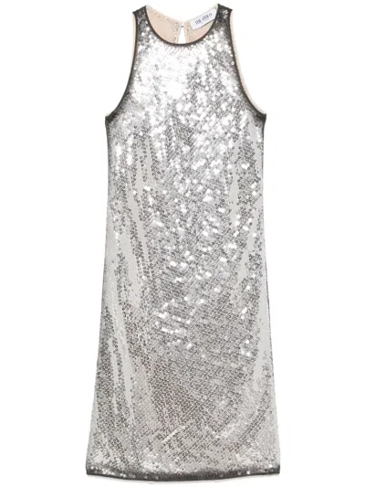 Attico Sequin-embellished Mini Dress In Silver
