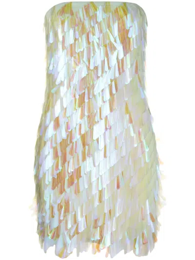 Attico Sequin-embellished Minidress In Neutrals