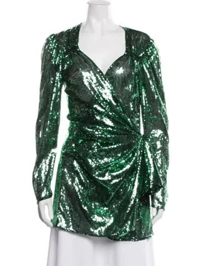 Pre-owned Attico Sequin Evening Jacket In Green