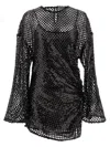 Attico Sequin Embellished Mesh Mini Dress In Black