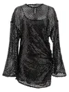 Attico Sequin Embellished Mesh Mini Dress In Black