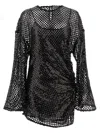 Attico Sequin Embellished Mesh Mini Dress In Black