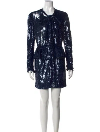 Pre-owned Attico Sequin Mini Dress In Blue