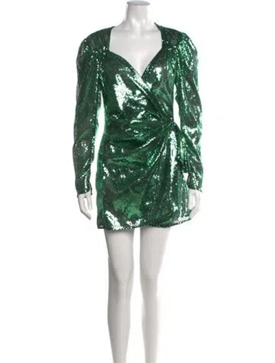 Pre-owned Attico Sequin Mini Dress In Green
