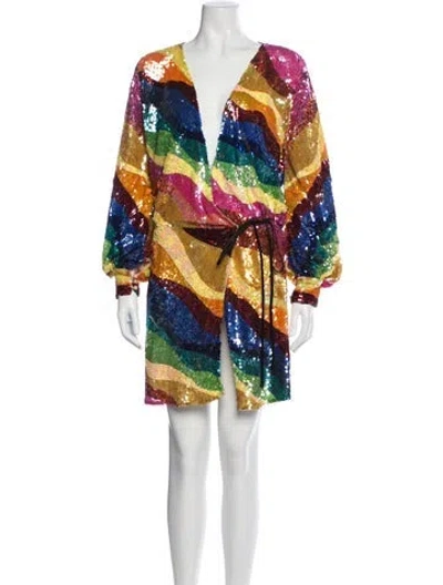 Pre-owned Attico Sequin Mini Dress In Multi