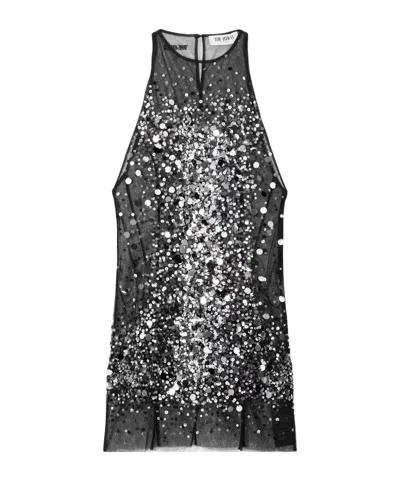 Attico Sequined Sheer Minidress In Black