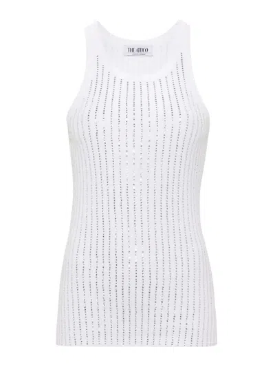 Attico Strass Tank Top In White