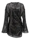 Attico Sequin Embellished Mesh Mini Dress In Black
