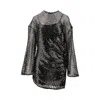 Attico Sequin Embellished Mesh Mini Dress In Black