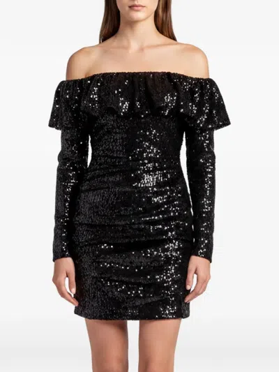 Pre-owned Attico Sequinned Ruched Mini Dress In Black