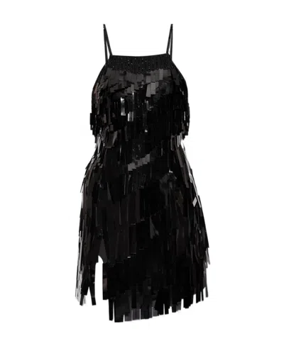 Attico Sequinned Short Dress In Black
