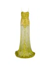 Attico Lime Multishades Long Dress In Yellow