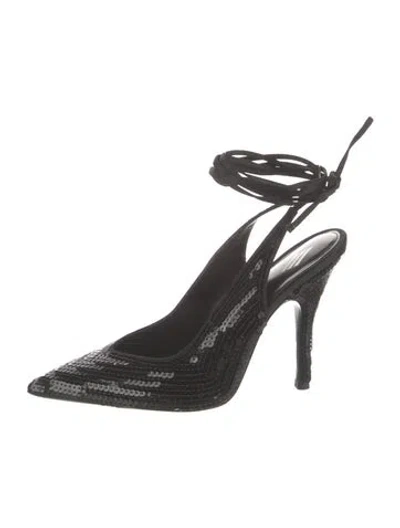 Pre-owned Attico Sequins Slingback Pumps In Black