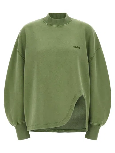 Attico Shaped Slit Sweatshirt In Green
