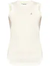 Attico White Sleeveless Crewneck Top With Tonal Logo Embroidery On The Front In Cotton Woman In White