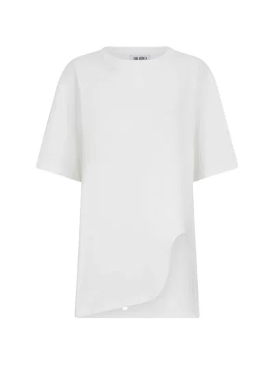 Attico Shaped-split Cotton T-shirt In White