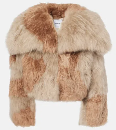 Attico Shearling Bomber Jacket In Brown