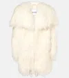 Attico Shearling Coat In Beige