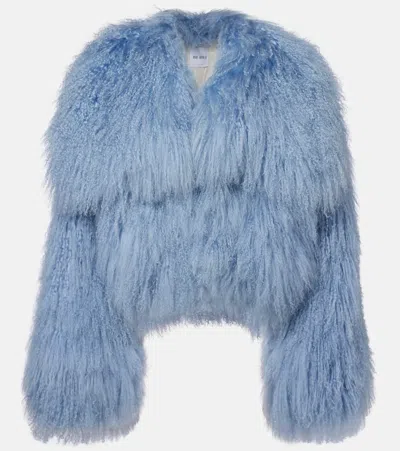 Attico Shearling Jacket In Blue