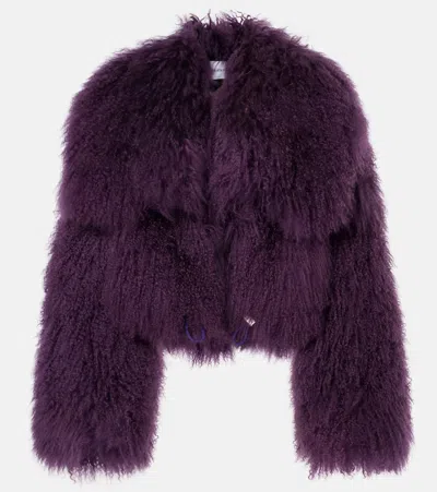 Attico Shearling Jacket In Purple