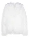 Attico Wide-sleeve Shearling Jacket In White