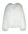 Attico Wide-sleeve Shearling Jacket In White