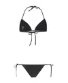 Attico Sheen Triangle Bikini Set In Black