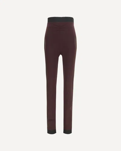 Attico Sheer Detail Leggings In Burgundy