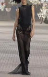Attico Sheer Tulle-mesh Maxi Skirt In Black