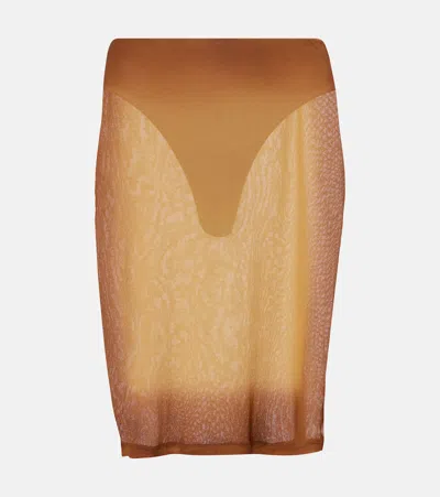 Attico Sheer Tulle Midi Skirt In Yellow