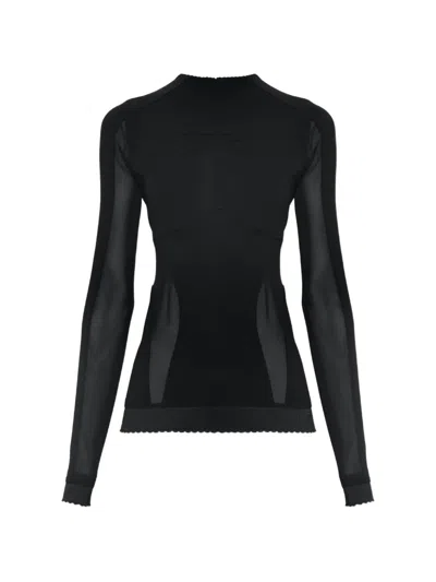 Attico Sheer-panelled Long-sleeve Top In Black