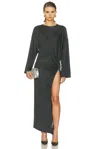 Attico Shiny Midi Dress In Gray