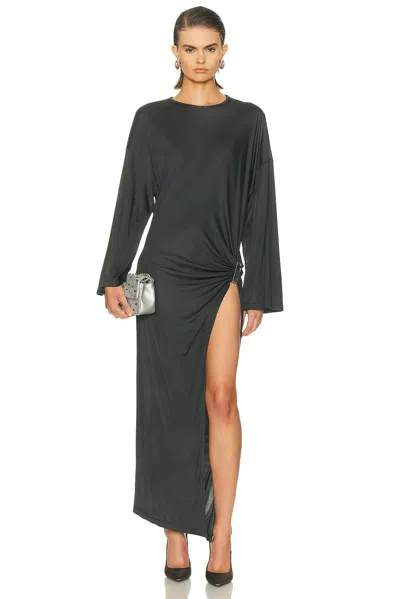 Attico Shiny Midi Dress In Gray