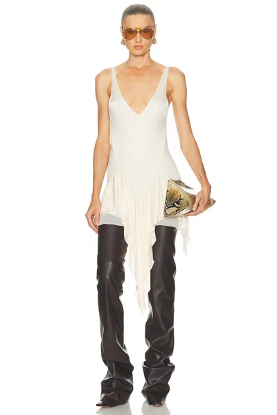 Attico Shiny Sleeveless Mini Dress In White