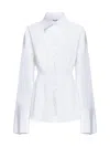 Attico Cotton Shirt Collared Neck Fitted Waist Long Sleeves In Bianco