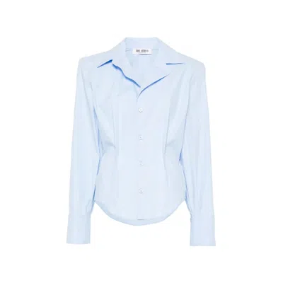 Attico Pointed-collar Buttoned Shirt In Blue