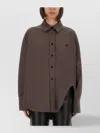 Attico Diana Oversized Cotton Poplin Shirt In Brown