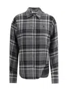 Attico Oversized Check Pattern Shirt With Bell Sleeves In Grey