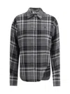 Attico Oversized Check Pattern Shirt With Bell Sleeves In Grey