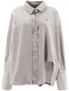 Attico The  Denim Jacket With Cut-out In Gray