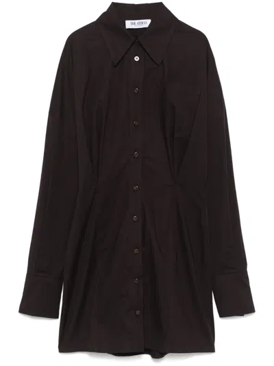 Attico Shirt Mini Dress In Brown