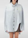Attico Overshirt Diana In Denim Spalmato In Blau