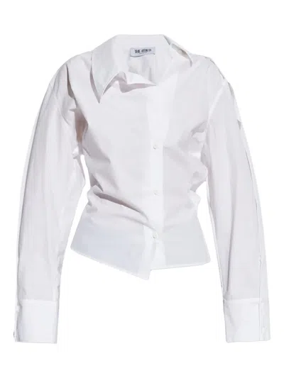 Attico White Shirt With Asymmetric Design And Buttoned Cuffs In Cotton Wo