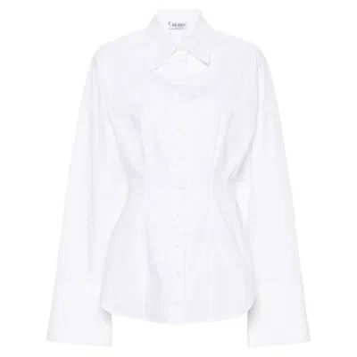 Attico Cotton Shirt Collared Neck Fitted Waist Long Sleeves In White