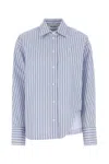 Attico Blue And White Striped Oversized Cotton Shirt In Whitenavyblue